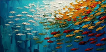 Abstract Blue Sea Fish Canvas Painting Nordic Art Graffiti Large Size Posters Print Modern Living Room Home Decoration Picture