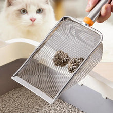 New Pet Cat Waste Shovel Long Handle Stainless Steel Filter Metal Cat Pet Litter Sand Cleaning Scoop Tool Garbage Shovel R8O1