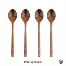 4PCS Wooden Spoon Kitchen Korean Style Natural Wood Soup Tableware Cooking Honey Coffee Spoon Mixing Spoon
