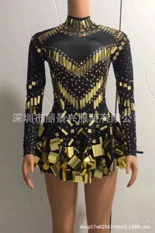 Stretch Sequin Mirror Dress Bodysuit Drag Queen Dancewear