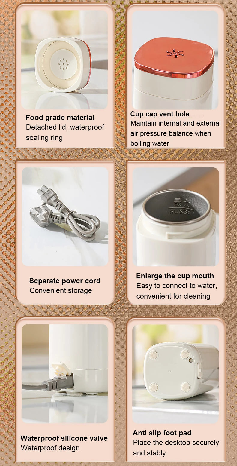 Portable Hot Water Boiler Brew Milk Tea Cup Electric Kettle Insulation Heating Temperaure Adjustable Health Pot Stew Slow Cooker