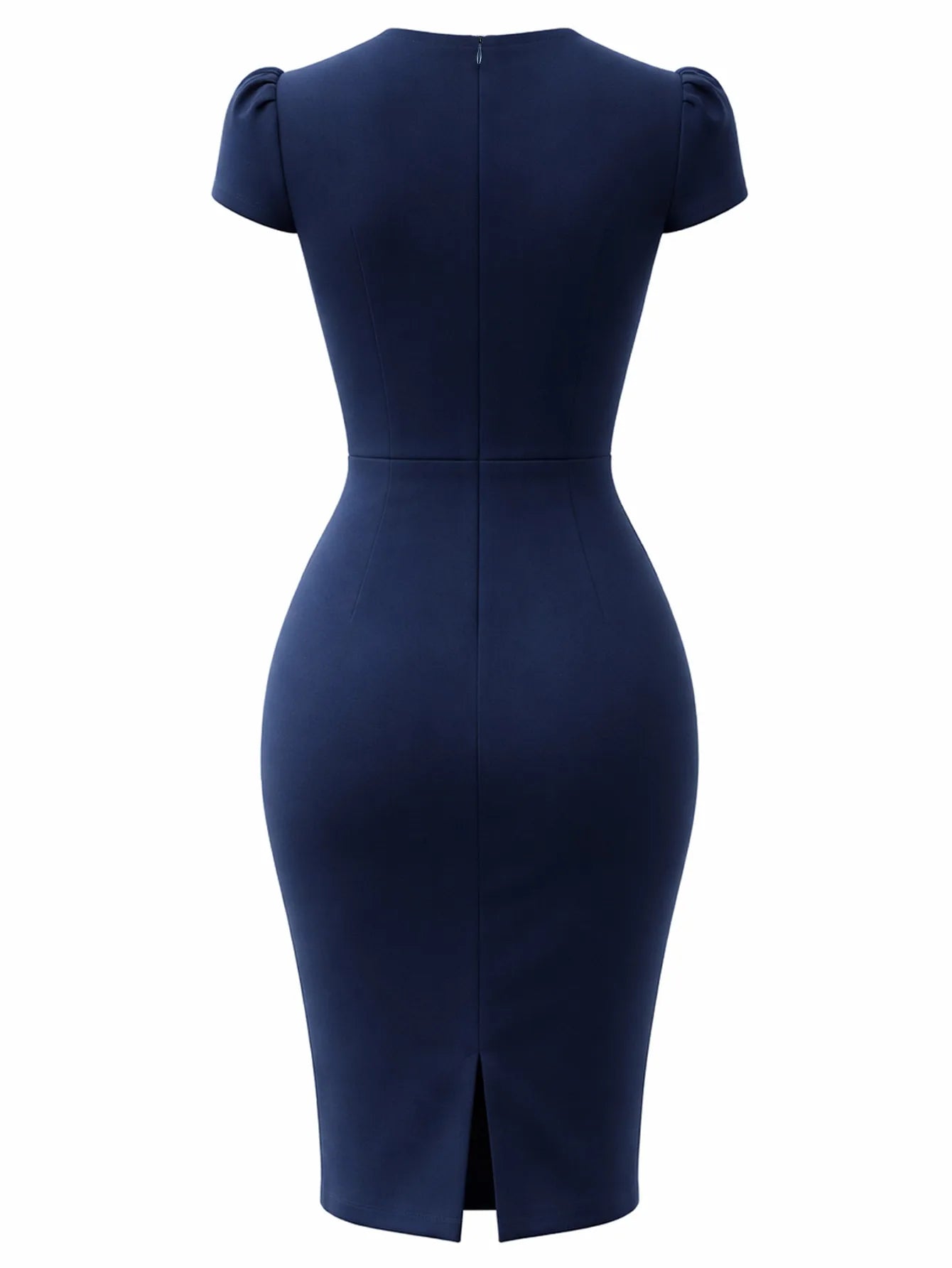 Women Elegant Cap Sleeve V Neck Cocktail Pencil Dress Sheath