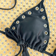 Sexy Black Rivet Holes Micro Bikini Thong Set Swimsuit Women 2026 String Halter Triangle Swimwear Bathing Suit Bikinis De Mujer