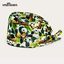 pink Cartoon cat Printing Cotton pet shop vet Nurse Cap Women Sweat-Absorbent Scrub Cap Dentist Hat  Beauty Salon Care Caps