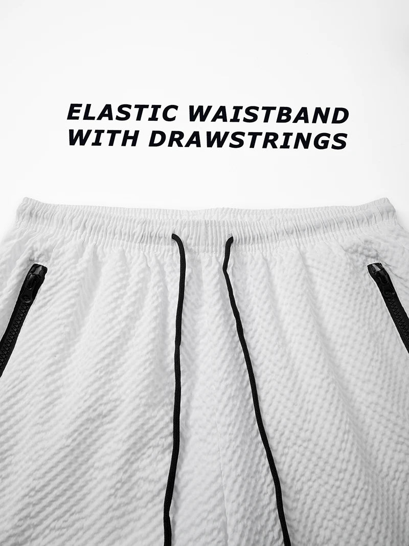 Mens Seersucker Beach Shorts With Mesh Liner Quick Dry