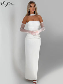 Hugcitar Strapless Backless Ankle Length Dress Y2K Prom