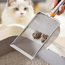 New Pet Cat Waste Shovel Long Handle Stainless Steel Filter Metal Cat Pet Litter Sand Cleaning Scoop Tool Garbage Shovel R8O1