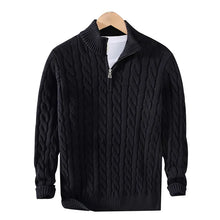 pure Cotton Sweaters Men's High Quality Autumn Cable Knit Christmas Sweater With Zipper Turtleneck Pullovers Zipper Pull Homme