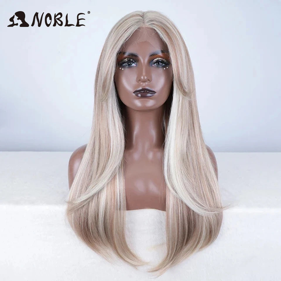 Noble 26 Inch Synthetic Lace Front Wig Ombre Blonde Cosplay
