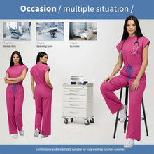 Niaahinn Operating Room Scrub Uniform Full Outfit & Veterinary Nurse Uniform with Bat Sleeve One-Piece Pet Grooming Work Clothes