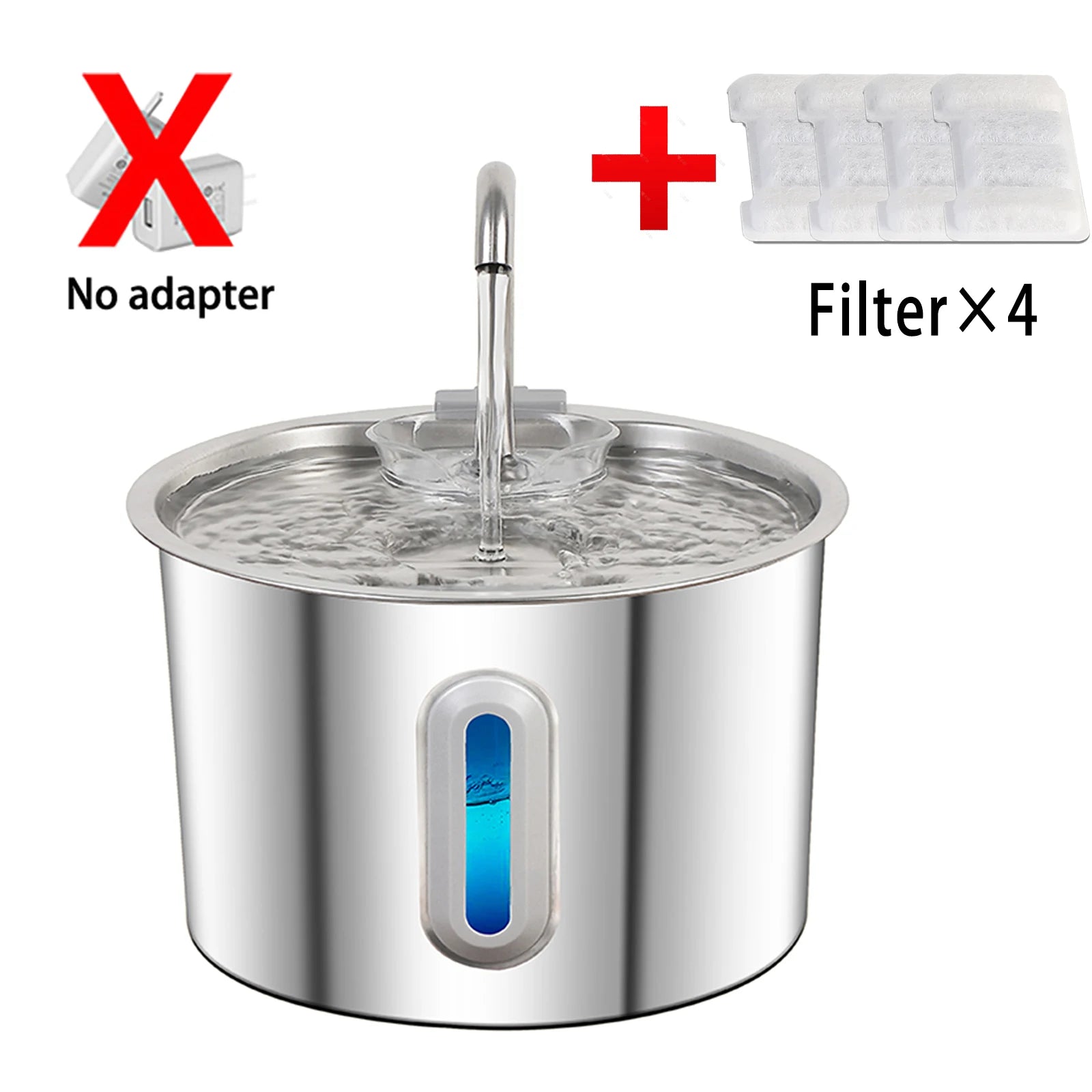 Stainless Steel Cat Water Fountain with 4 Filters, 2.2L/74oz Pet Automatic Water Fountain, Ultra Quiet Water Pump, Easy to Remov