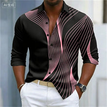 Men's Geometric Ripple Abstract Art Shirt Multi Color Button Shirt Casual Formal Shirt Long Sleeve Fashion Casual Shirt