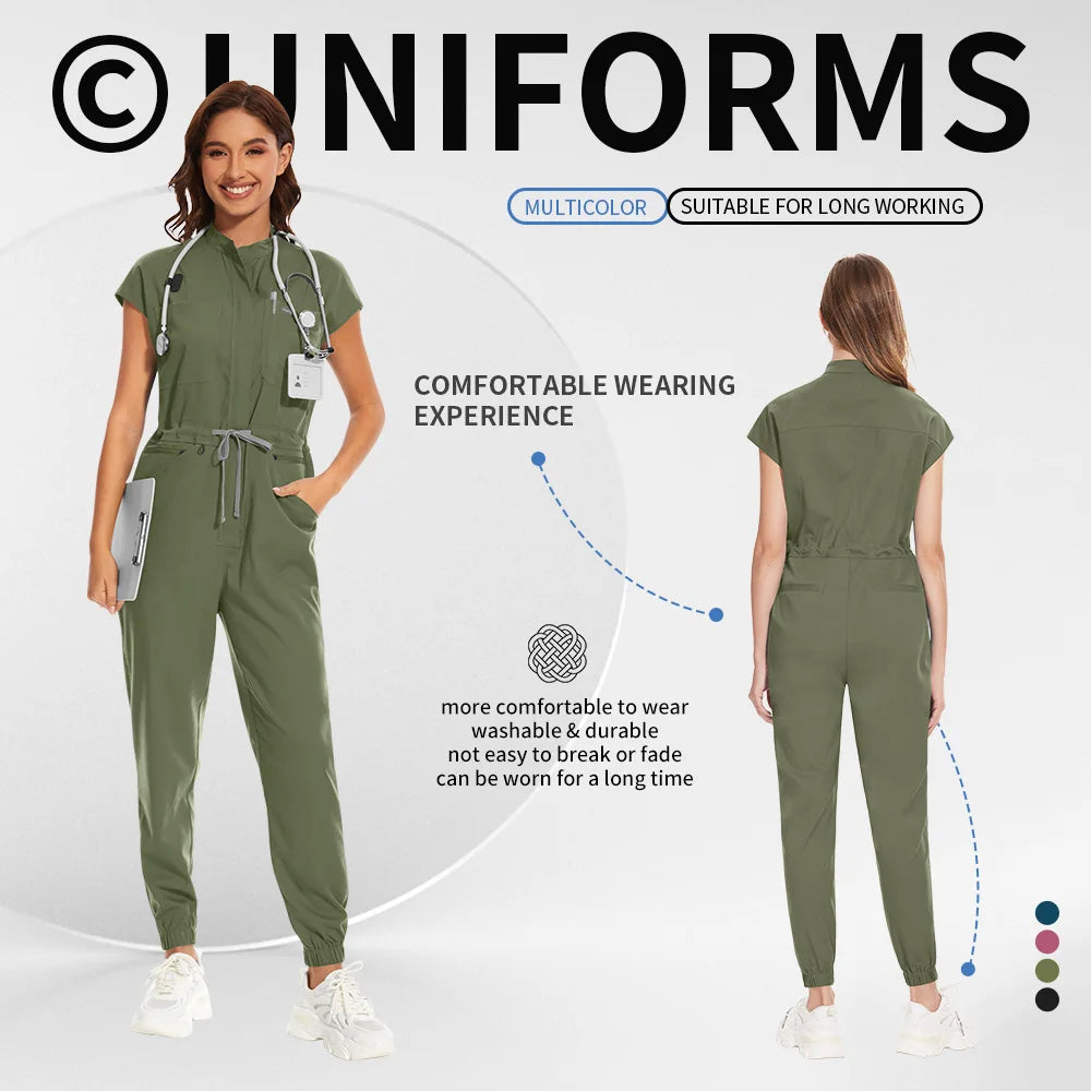 Medical Jumpsuits Scrubs Nurse Uniforms Women Men Nursing Workwear Beauty Salon Work Clothes Pet Clinic Surgical Scrubs Uniforms