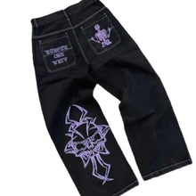 Retro Skull Embroidery Y2K Jeans Mens Hip Hop Washed Baggy Denim Pants New Straight Casual Loose Wide Leg Trouser Streetwear