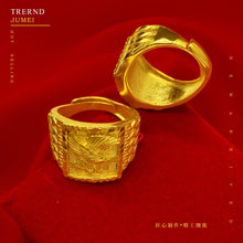 24K Gold Eagle Open Men's Ring, AU999 Pure Gold - Roc Wings Index Ring, Feather Micro-Carving + Rotatable Eagle Head