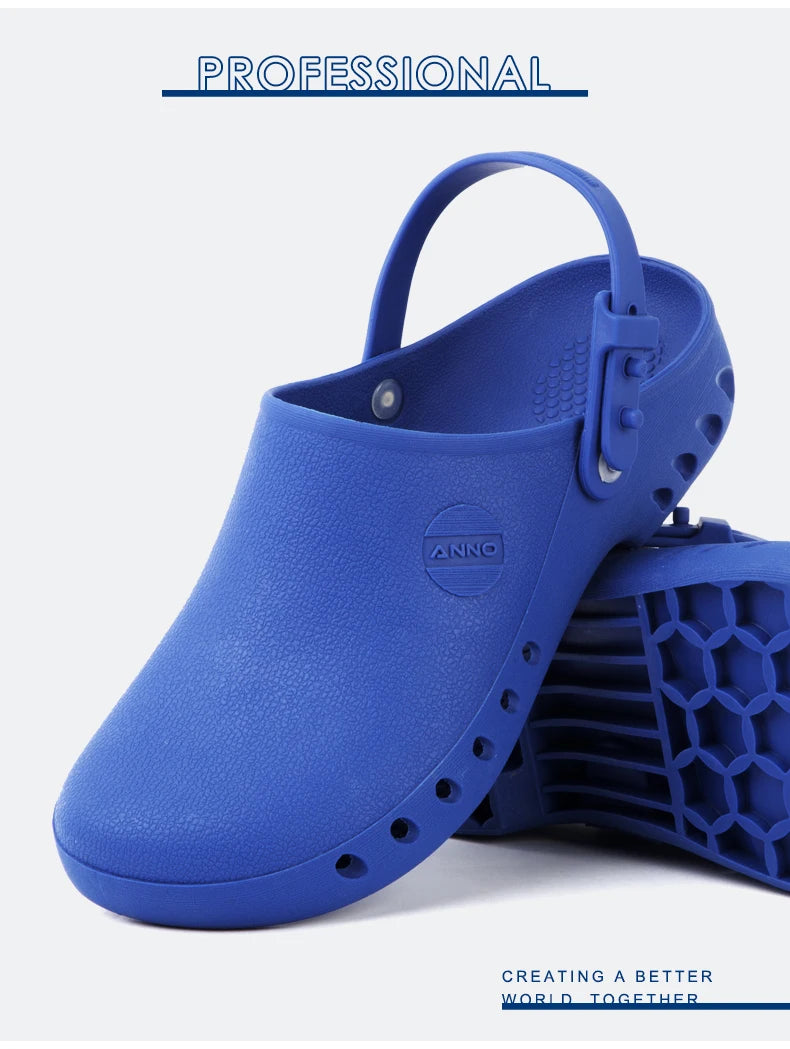 Medical Shoes Clogs with Chip Slot Hospital Foot Wear strap Unisex Wear-Resistant Non-slip High Temperature Disinfection Slipper