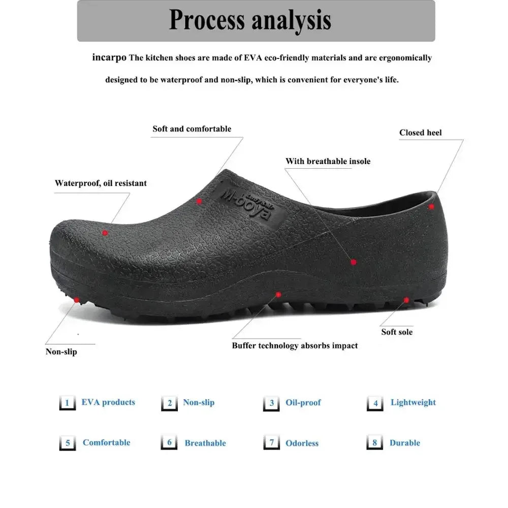 Hotel Kitchen Clogs Non-slip Chef Shoes Casual Flat Work Shoes Breathable Resistant Kitchen Cook Working Shoes Zapatos De Hombre