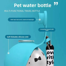 Dog Water Bottle with Removable Silicone Bowl 285ml Portable Dog Drinker 2-in-1 Stainless Steel Travel Pet Supplies