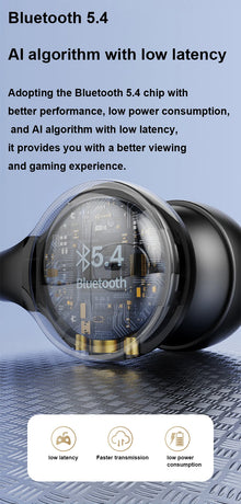New Bluetooth Earphones Mirror-Style Digital Display Soft Silicone Ear Clip Wireless Headphone HD Noise Reduction Sports Headset
