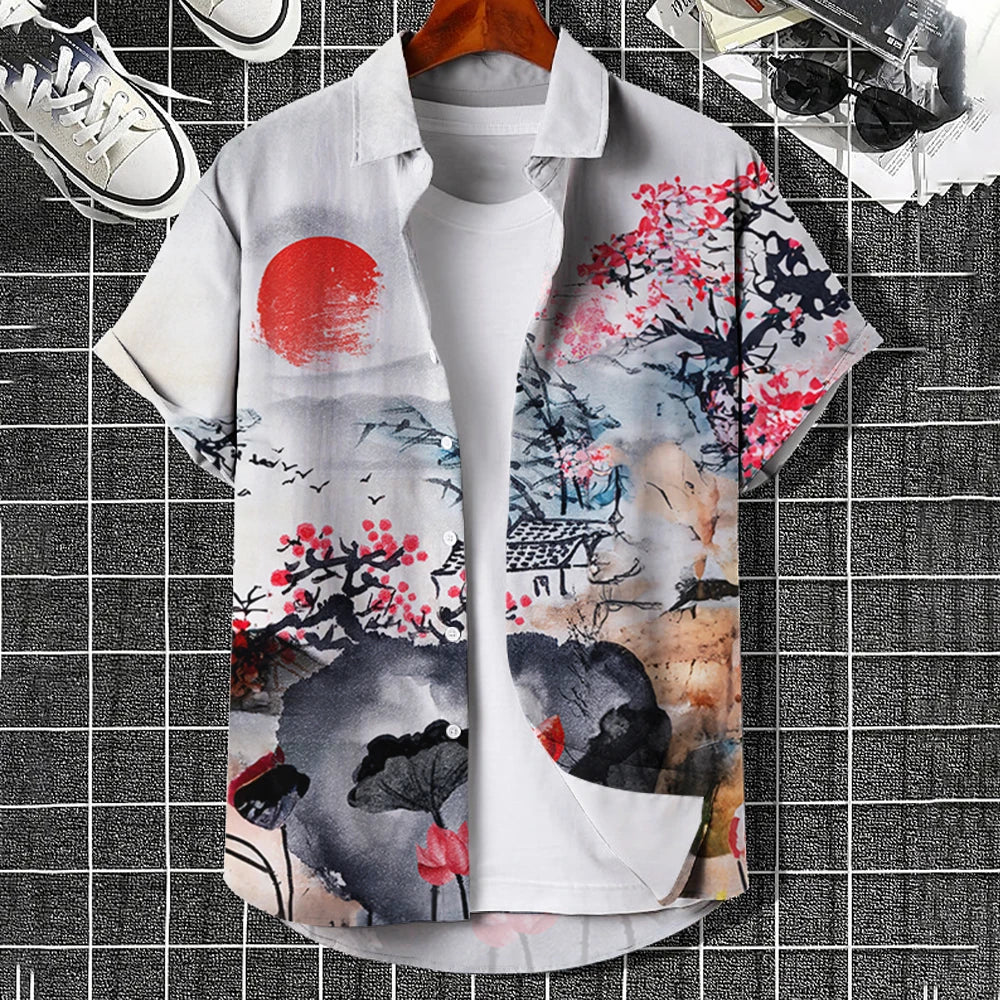 Simple Men'S Shirt 3d Printed Retro Fashion Top Loose Oversized Wear Every Day Casual Short Sleeved Shirt Comfort Men'S Clothing