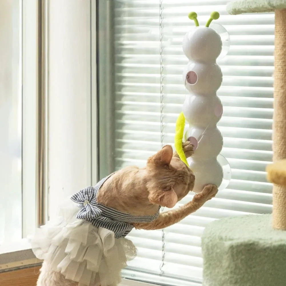 Smart Caterpillar Cat Toy Whack A Mole Cat Toy Interactive Cat Feather Toy Motion Sensor Teasing Cat Toy for Indoor Cats