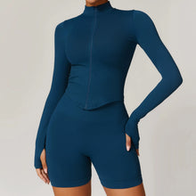 Seamless Zipper Long Sleeve Women Crop Top Yoga T Shirts