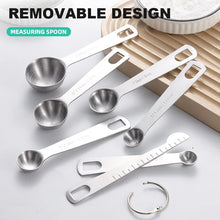 Stainless steel measuring spoon 4/6/7/8 pcs set with scale measuring ruler spoon kitchen coffee baking measuring tool set