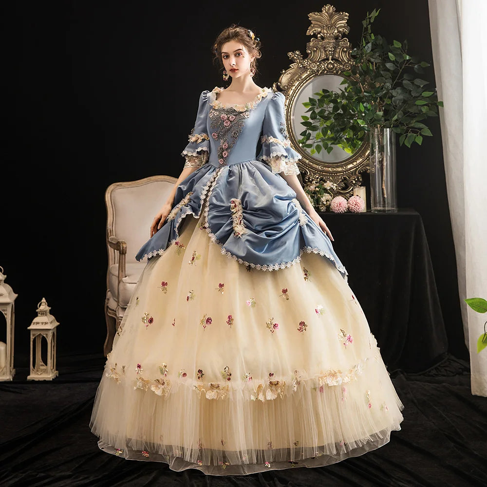 18th Century Women Marie Antoinette Dresses Long Victorian Rococo Gowns Historical Theater Clothing