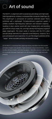 FiiO FT1 Closed-Back Over-Ear Headphone 60mm Dynamic Driver Hi-Res Audio Wired HiFi American Black Wood Ear Cups for Studio