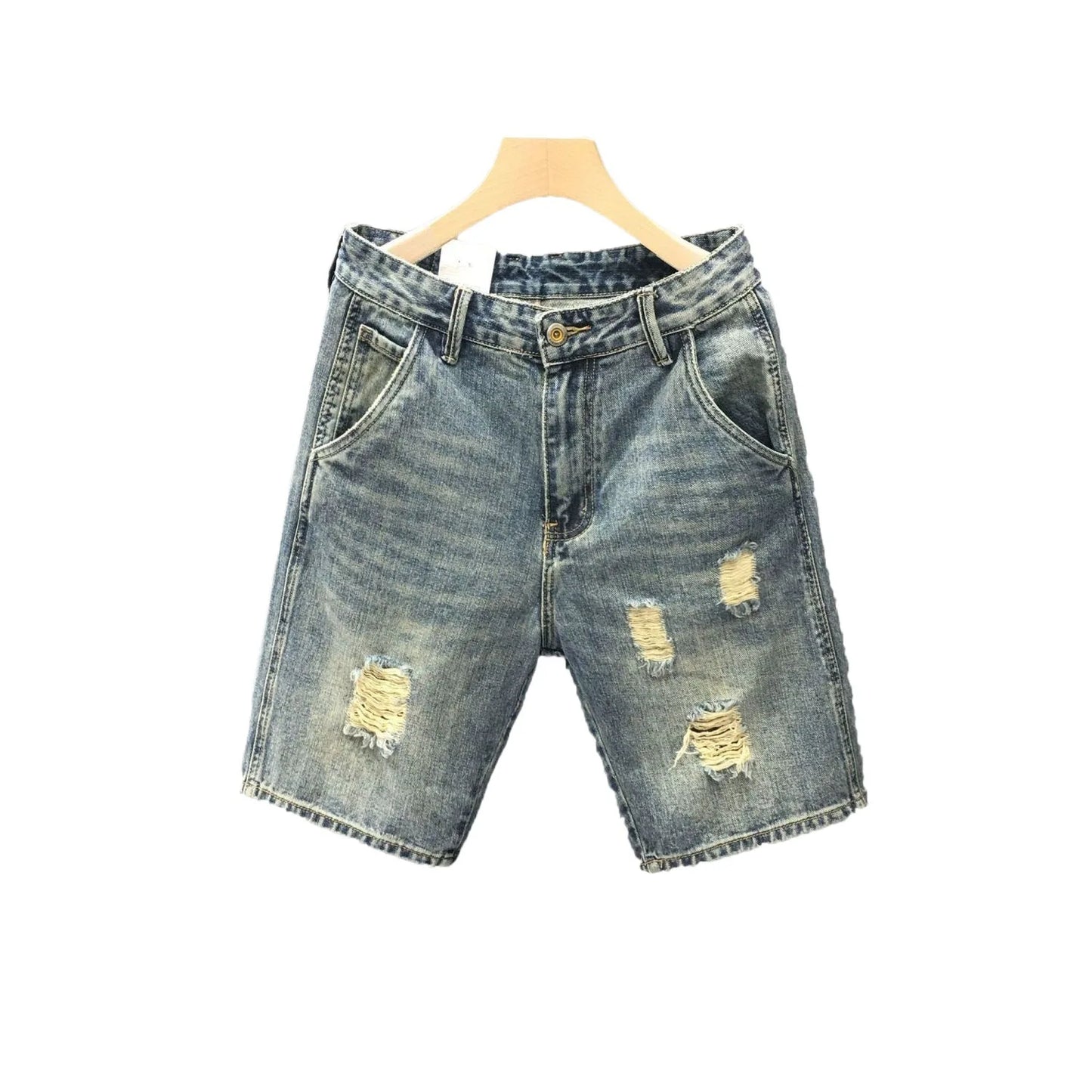 Mens Denim Shorts 2026 Slim Fit Light Blue Summer