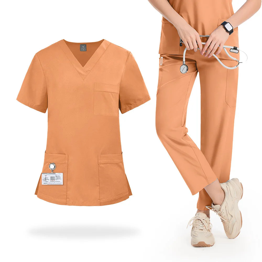 Slim Fit Medical Uniforms Women Scrubs Sets Male Doctors Hospital Nurses Accessories Dental Clinic Spa Salon Workwear Clothes