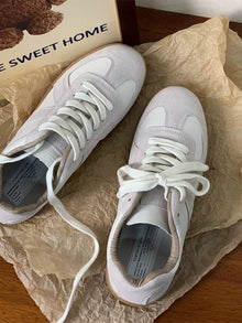 Unisex Retro German Training Shoes Spring Autumn Leisure Sports Shoes Leather Splicing Stitching Youth Trend Breathable Flat ...