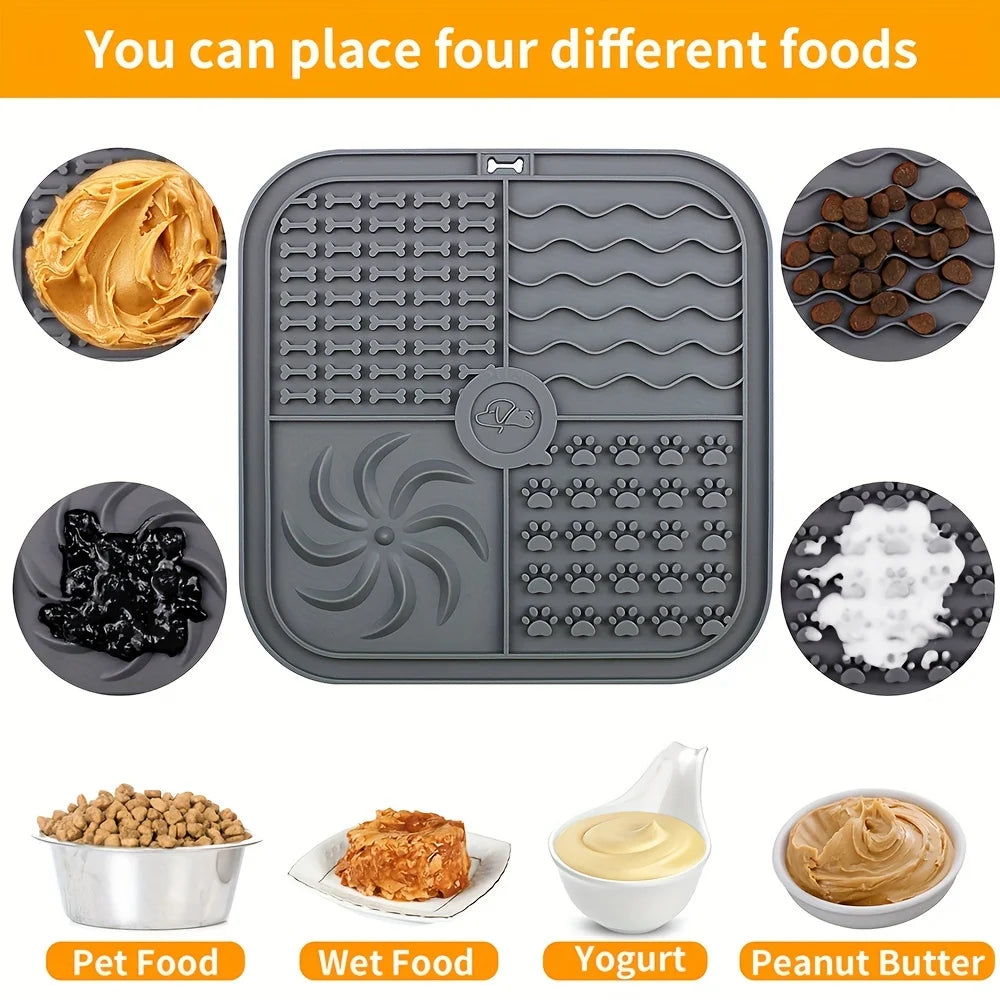 Silicone Slow Feeder Mat Pet Lick Pet Slow Food Plate Bathing Distraction Silicone Dog Sucker Food Training Dog Feeder Supplies