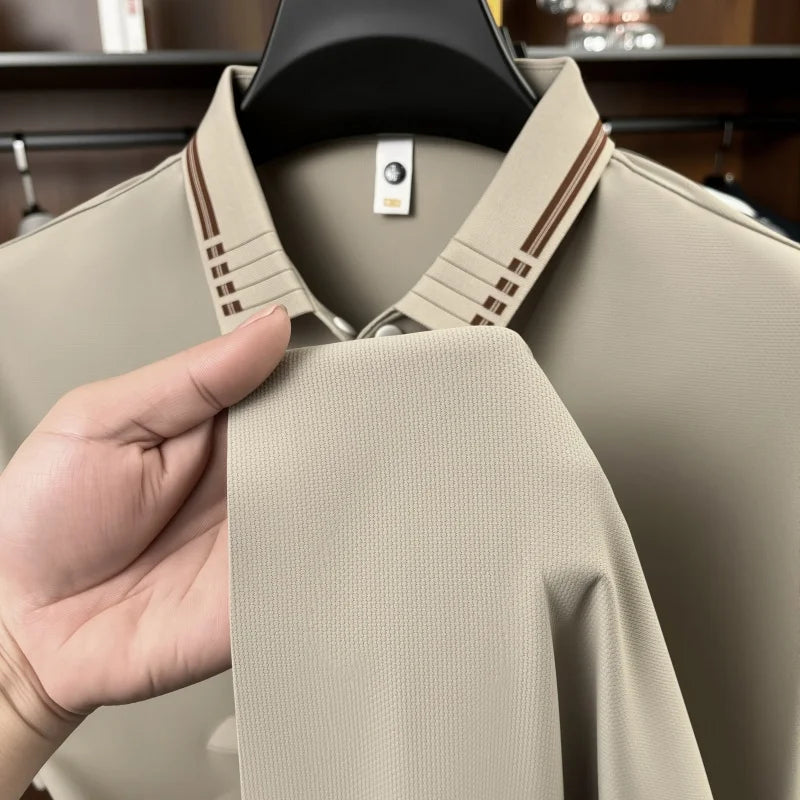 Designer Men's New Seamless Exquisite Print Polo Shirt Cool Short Sleeved Fashion Solid Color T-shirt Business Casual Men's Wear