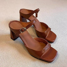 Women's High-Heeled Sandals: 2026 New Summer Collection – Square-Toe, Chunky-Heeled, Height-Enhancing Sandals for Outdoor Wear