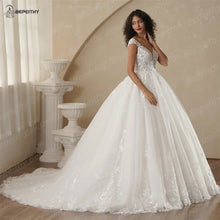 BEPEITHY Customized V Neck Cap Sleeves Princess Wedding Dresses For Women 2025 Spring Lace Boho Bridal Gown Vestidos De Novias