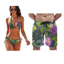 Polynesian Custom Bikini Beach Couple Set Push Up Swimwear with Chest Pad Strap Swimwear Beach Trousers Surfing Couple