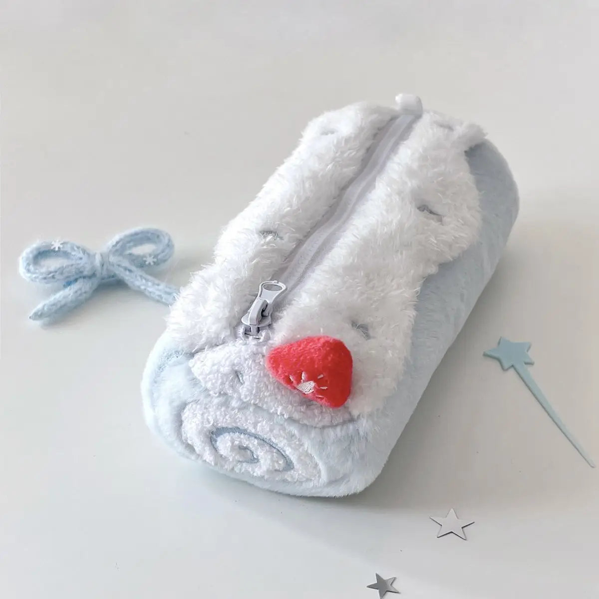 INS Fashion Korean Cream Swiss Roll Plush Pencil Case Student Desktop Storage Stationery Pen Bag Cute Girl Makeup Bag