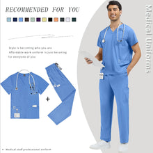 New Multi-pocket Clinical Surgical Uniforms Pockets Medical Nursing Scrubs Set Unisex Beauty Spa Workwear Dental Nurses Clothing