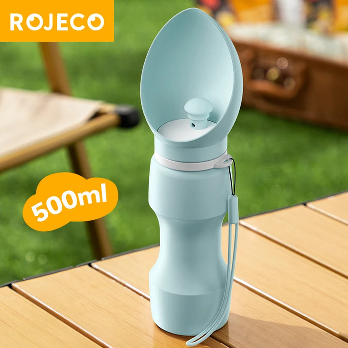 ROJECO Foldable Pet Water Bottle for Dog Cat Outdoor Leakproof Walking Drinking Bowls Soft Silicone Pet Dogs Drinking Supplies