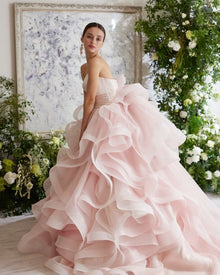 NFYN Pink Elegant Prom Dresses Strapless Backless Prom Gown Pleating Ruffles Chic Woman Evening Dresses robe de bal Customized
