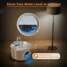Fontaine à eau pour chat en acier inoxydable, abreuvoir automatique pour animaux de 3,2 litres pour chiens et chats d'intérieur avec filtres remplaçables