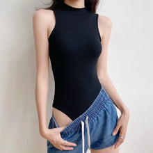 Womens Mock Neck Bodysuit Slim Sleeveless Tank Top Casual