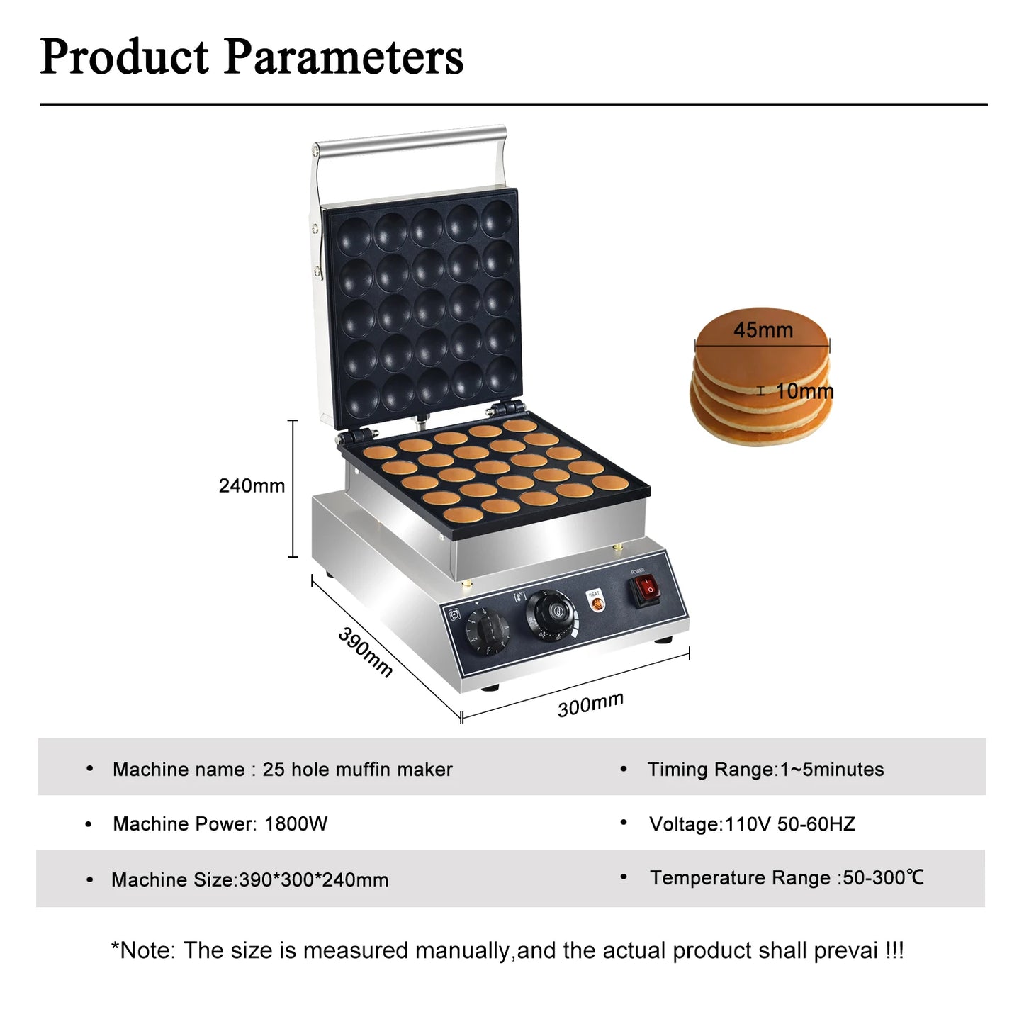 HPH2O Electric 25Pcs Mini Pancake maker Dutch Pancakes Machine1750W Non-stick Coating Baking Dessert Equipment  mini hotcakes