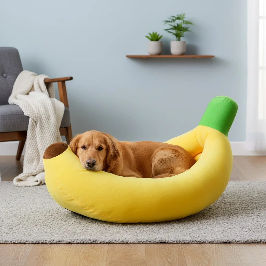 Large Dog Bed Cat Nest Winter Insulated Pad Removable Washable Thickened Pets Nest Banana Boat Dog Bed Cat Bed Pet Supplies