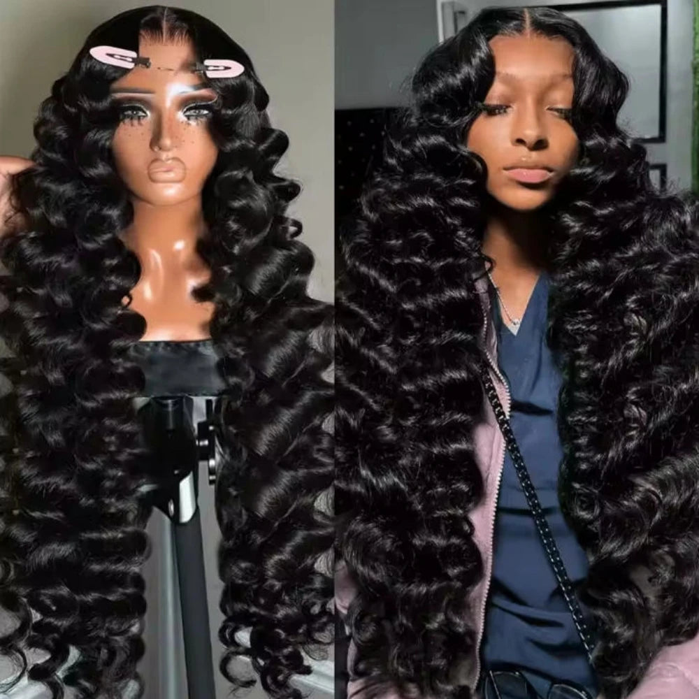 Human Hair Loose Deep Wave Glueless Wig13x6 13x4 HD Lace Front Preplucked Natural Black Brazilian Hair 16 42 Inch Jerry Curly