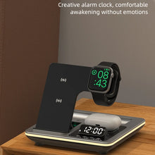 5 in 1 Warm Light Wireless Charger Dock Fast Charging Station for Apple Airpods iWatch iPhone 12 13 14 15 16 17 with Alarm clock