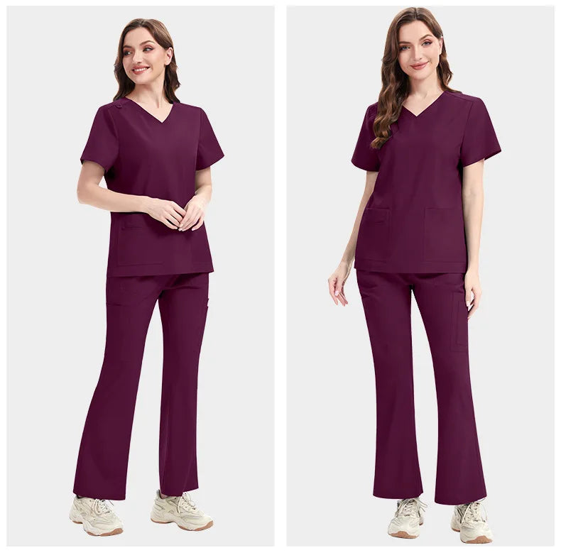 New Slim Fit Women Scrubs Sets Woman Medical Uniforms Nurses Accessories Clinic Beauty Salon Spa Pet Shop Workwear Clothing