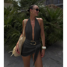 Two Piece Micro Bikini Halter Swimwear Solid Bodysuit