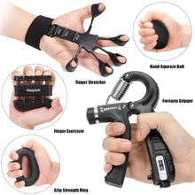 5-60Kg Adjustable Grip Strength Trainer with Finger Exerciser Hand Grip Strengthener for Muscle Building and Injury Recover